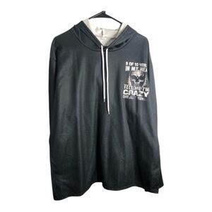 Men’s Skull Black Graphic Novelty Hoodie with Saying on it Size 4XL runs small